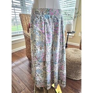 Geiger Vintage Pleated Floral Skirt Women's Size 10 Made in Austria Pastel Midi
